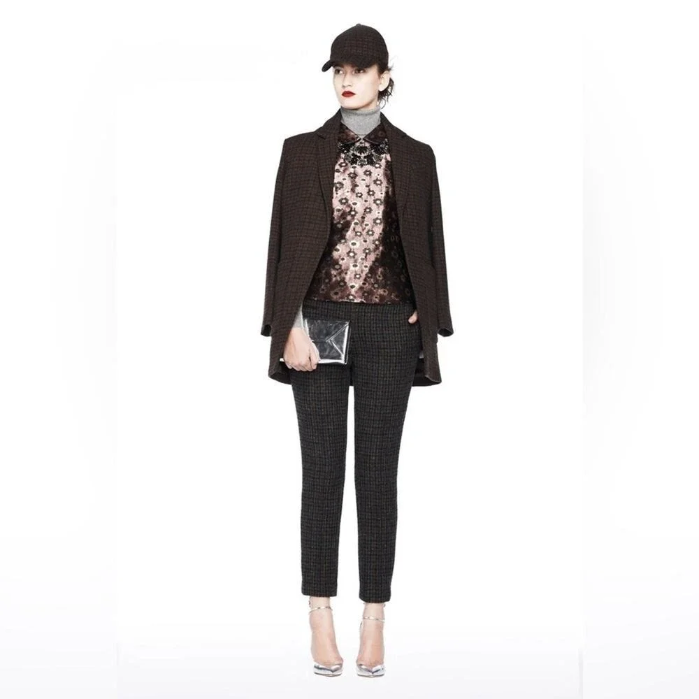 J.CREW COLLECTION Wool Coat Brown Blazer Plaid 8